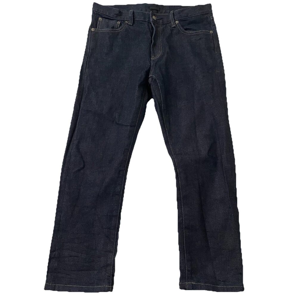 Uniqlo Selvedge Jeans Mens 33 Raw Indigo Slim Straight Kaihara Fabric Inseam 27”